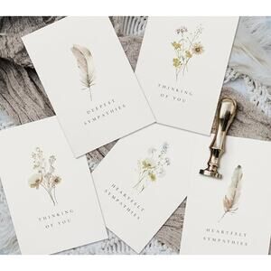 Beautiful Sympathy Cards Set of 20 with Envelopes and Stickers- 6 Designs